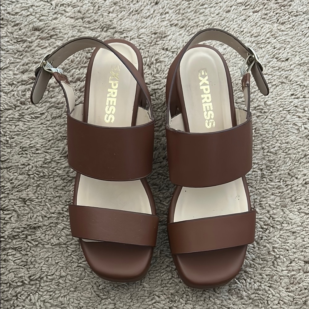 Express Brown Slide Sandals with Minimalist Design